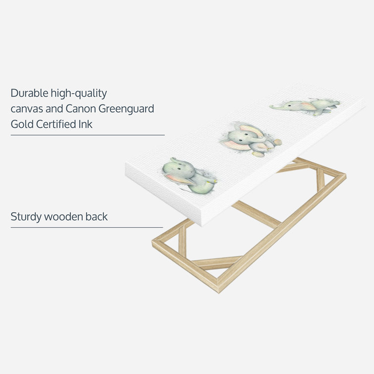 Zoomie Kids Playful Baby Elephants Smudge On Canvas by IvaCuddlyMural